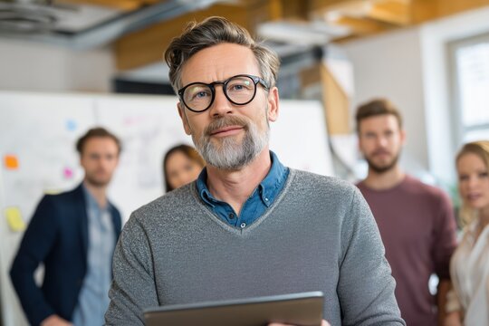 Business Tech Professional Portrait Modern Office Documentary Capture Collaborative Environment Close-Up View Innovation Focus