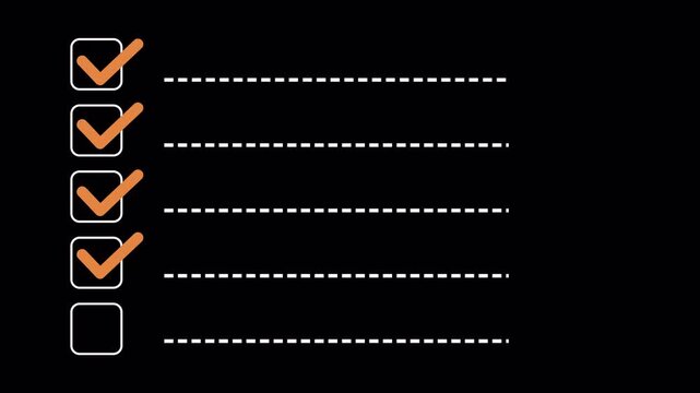 Verify Complete Check Mark Animation: Sequential Task Completion Checklist Motion Graphic