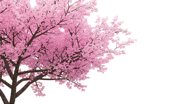 Cherry blossom tree with pink flowers isolated on transparent background - Powered by Adobe