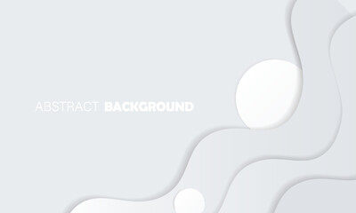 Abstract White and Gray Paper Cut Art with Curved Shapes and Shadows. Modern Trendy design in Vector Illustration