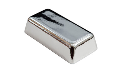 Shiny Silver Ingot isolated on a transparent background