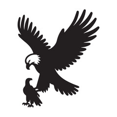 Fototapeta premium Majestic Eagle Silhouette Soaring with Young Bird.
