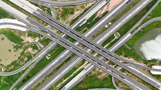 Aerial view bridge intersection between the highway numbers 290 and 304 Nakhon Ratchasima