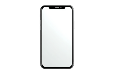 Silver smartphone with blank white screen isolated on a transparent background