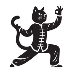 Kung Fu Cat Poses in Traditional Martial Arts Attire.