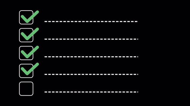 Verify Complete Check Mark Animation - Sequential Checklist Filling Process Motion Graphic