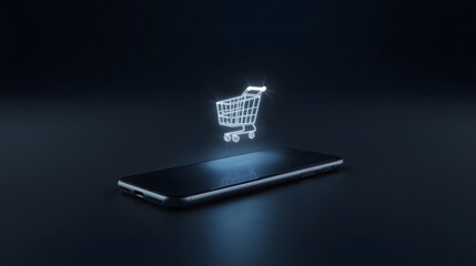 Mobile e-commerce technology innovation concept dark aesthetic