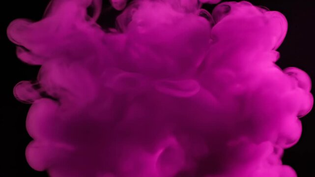 Vibrant colored smoke billows and expands slowly against a dark background, revealing intricate swirling patterns space, background, design