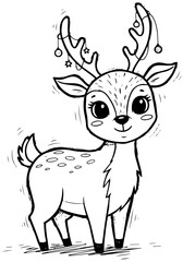 Adorable cartoon reindeer with festive decorations, perfect for holiday designs and crafts