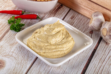 Natural organic homemade chickpea hummus