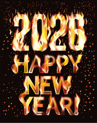 Happy 2026 new flame year vup card, vector illustration