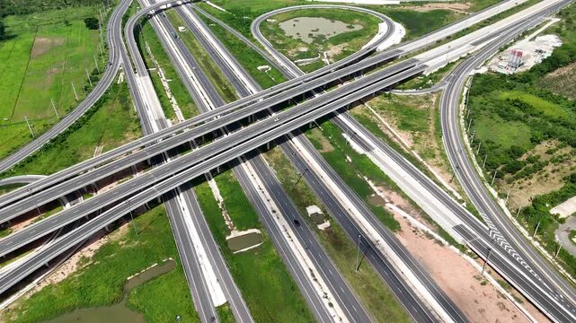 Aerial view bridge intersection between the highway numbers 290 and 304 Nakhon Ratchasima