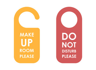 Fototapeta na wymiar Door hanger icon in flat style. Do not disturb card vector illustration on isolated background. Hotel room sign business concept.