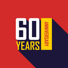 60th years anniversary celebration emblem icon in flat style. Special celebration day vector illustration on isolated background. Annual ceremony sign business concept.