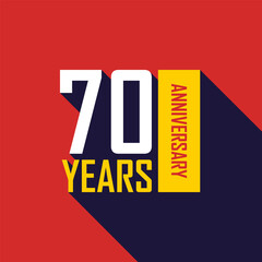 70th years anniversary celebration emblem icon in flat style. Special celebration day vector illustration on isolated background. Annual ceremony sign business concept.