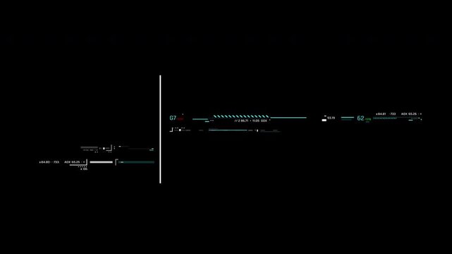 4K futuristic technology interface bar dynamic animation for overlay use. Design element for sci-fi video editing, motion graphics, and digital HUD design projects with copy space
