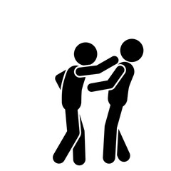 Stick figures having a debate together.