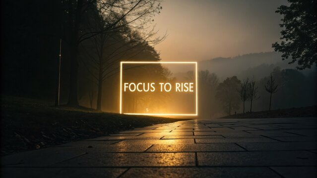 Serene Morning Scene with Inspirational Quote Surrounded by Nature and Misty Hills in the Background at Dawn - Powered by Adobe