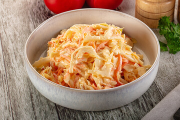 Vegan Coleslaw salad with cabbage and carrot