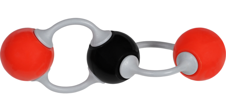 Carbon dioxide model isolated on white background