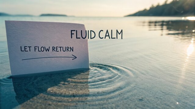 Tranquil Beach Scene with Inspirational Message on Paper for Stress Relief and Mindfulness Practices