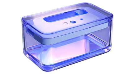 Blue plastic storage container box isolated on a white background