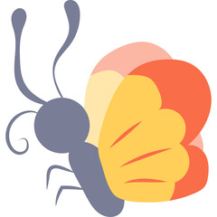 Stylized Butterfly Illustration With Orange And Yellow Wings And A Grey Body Against A Transparent Background Flat Design