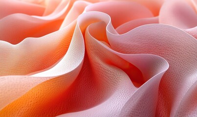 Soft pastel pink and orange gradient fabric texture macro close up with organic folds.