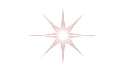 Bright starburst light effect isolated on transparent background