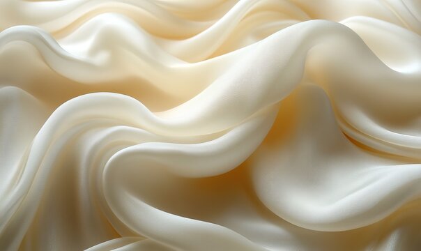 Luxurious flowing ivory silk fabric textile background with soft wavy texture design