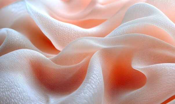 Soft pink and sheer flowing textile background texture with elegant fabric folds design.