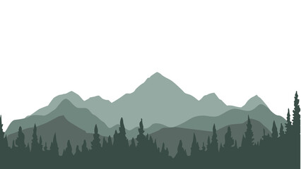 Flat Design Green Mountain Range Landscape