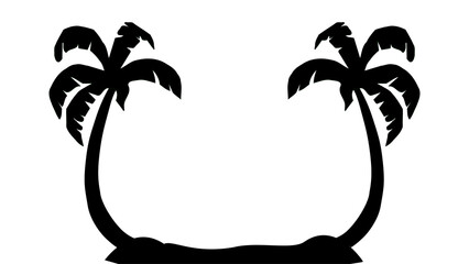 Symmetrical Palm Tree Silhouettes Frame with Reflection