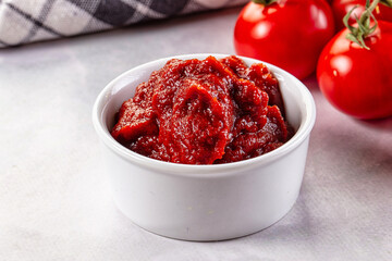 Red organic fresh tomato paste