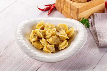 Tasty Russian dumplings with meat