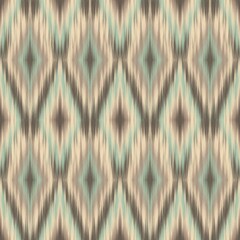 Modern Ikat Autumn Diamond: Geometric Symmetry in Beige, Blue, and Brown with Woven Depth