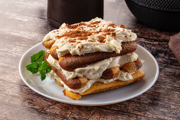 Delicous Tiramisu cake with cream