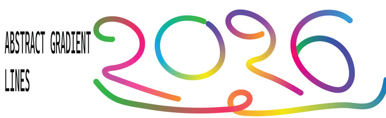Abstract Gradient Lines Forming the Number 2026, a Vibrant and Modern Design Element for Creative Projects and Visual Communication