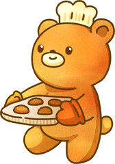 Cute Bear with Baking Tray Illustration