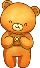 Cute Bear Eating Bread Illustration