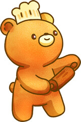 Cute Bear with Rolling Pin Illustration