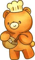 Cute Bear Whipping Cream Illustration