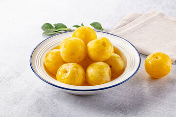 Ripe sweet fresh yellow plum