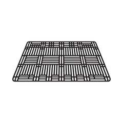 Black outlined illustration of a rectangular woven mat or grate