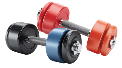 Metal gym dumbbell on white background for fitness and strength training