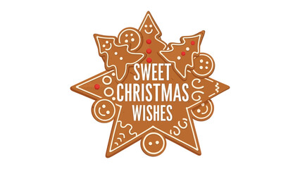 Sweet Christmas Wishes: Festive gingerbread cookies form a star, spreading holiday cheer and warm wishes, perfect for seasonal greetings.