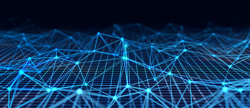 Network or connection. Abstract digital background of points and lines. Glowing plexus. Big data. Abstract technology science background. 3d rendering