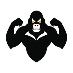 Muscular Gorilla Logo Fierce Animal Mascot Design for Gym Fitness or Sports Team Branding