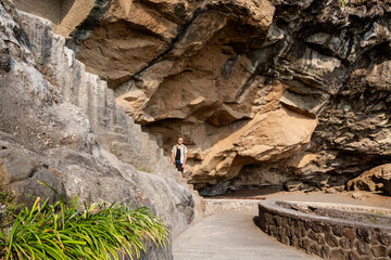 Tourist in Aurangabad Caves, India