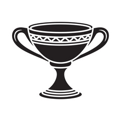 Black silhouette of an ancient greek style trophy cup with handles